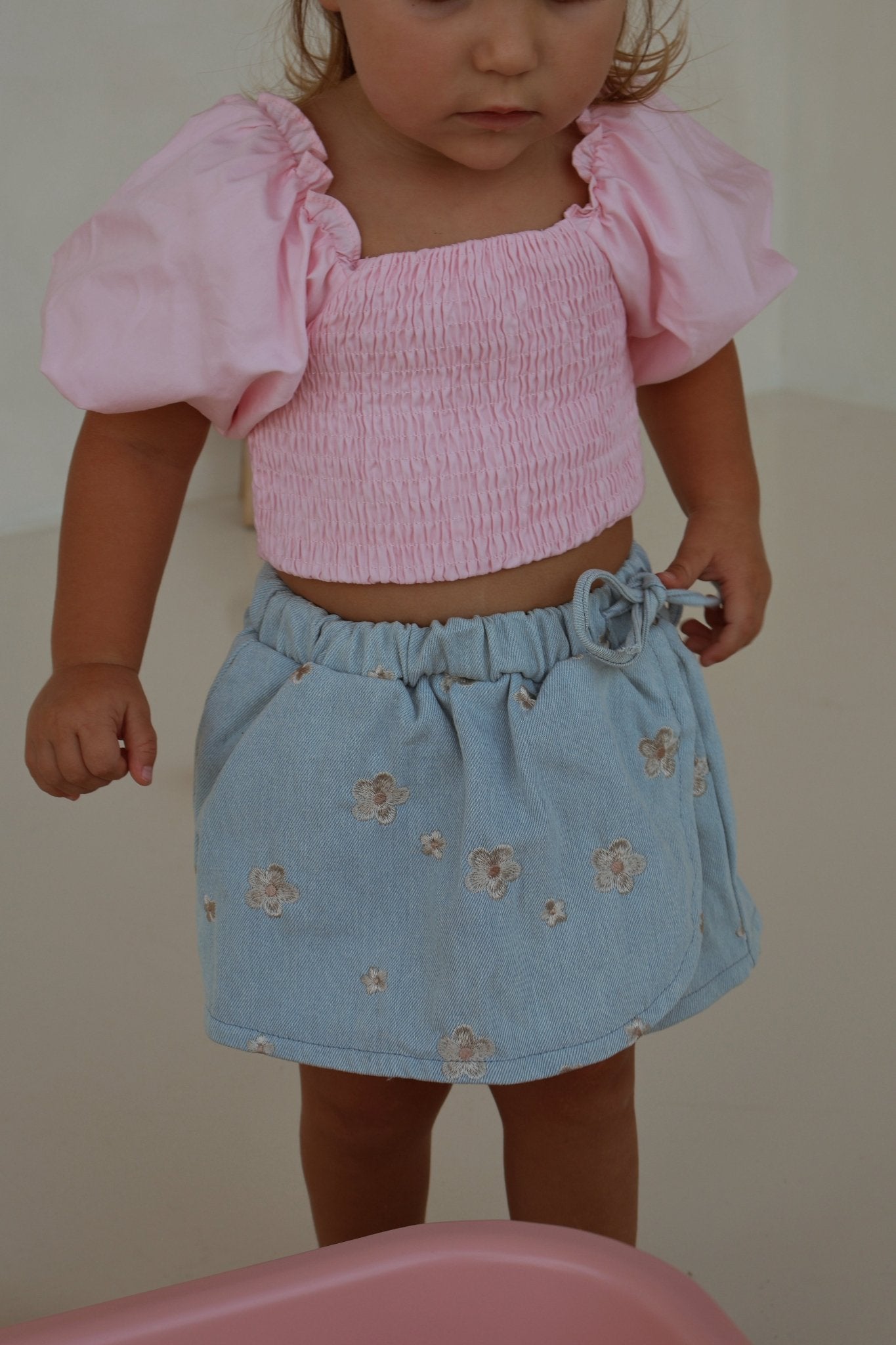 Denim Embroidered Skort