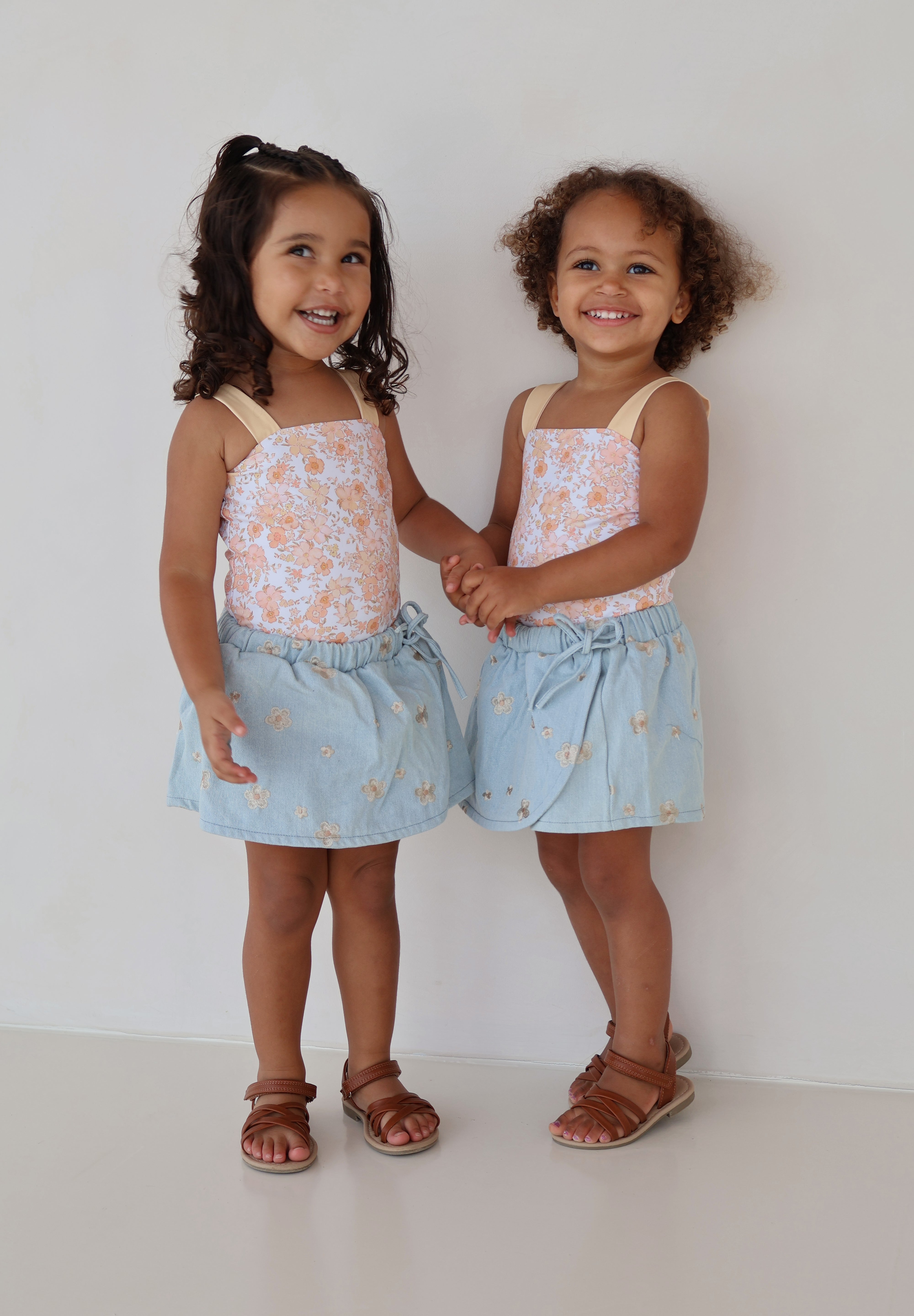 Denim Embroidered Skort