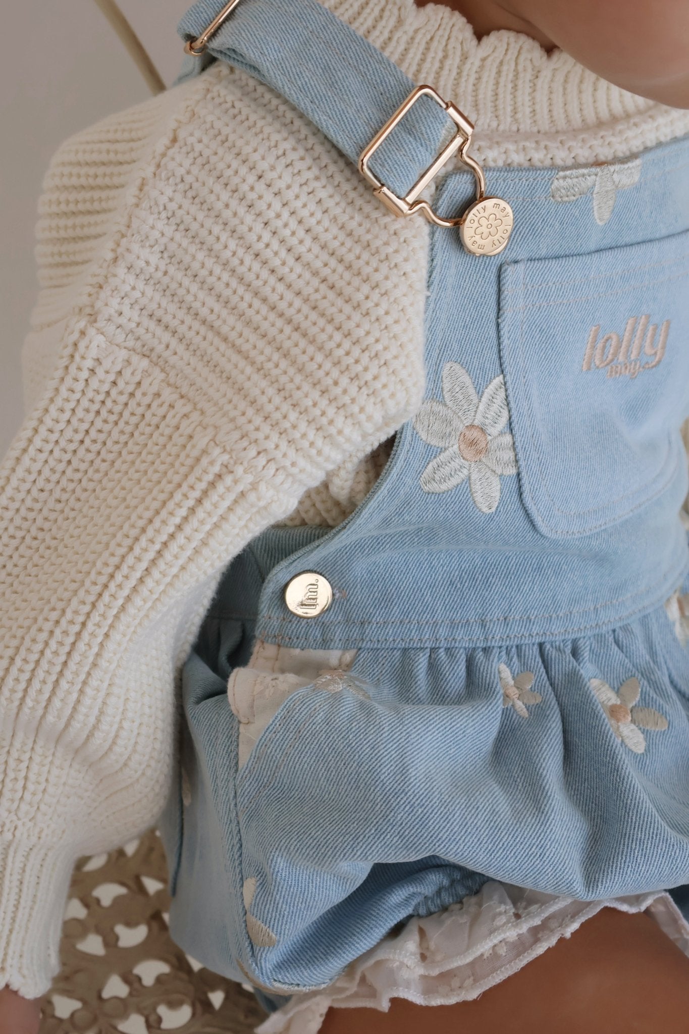 Denim Daisy Bubble Overalls