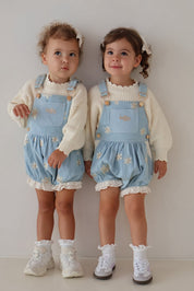 Denim Daisy Bubble Overalls