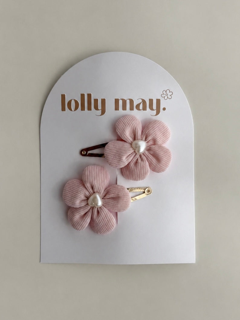 Pink Flower Clips