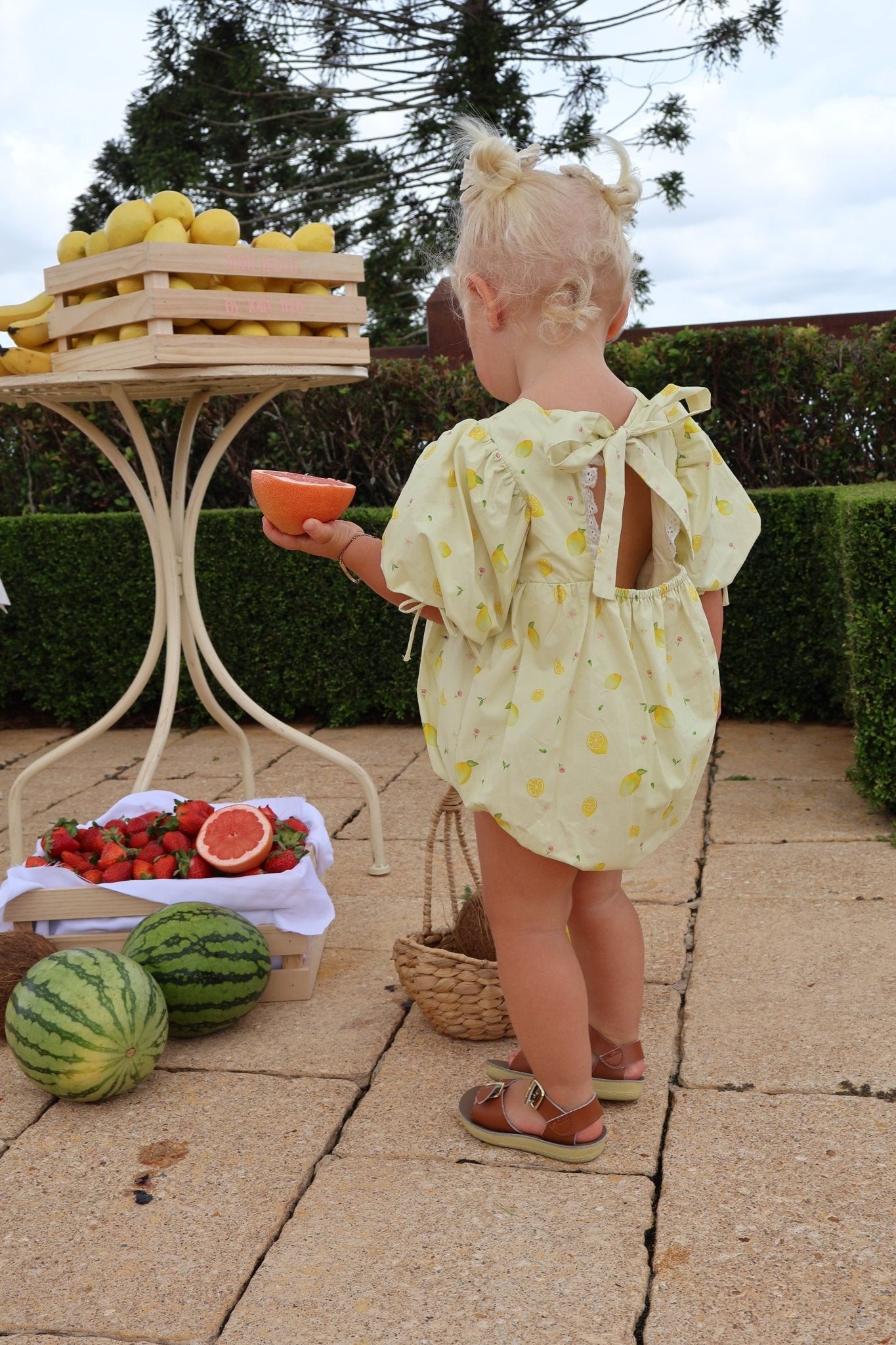 Lemon Flower Puff Romper