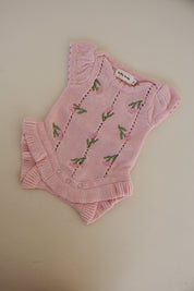 Knit Puff Romper Hydrangea