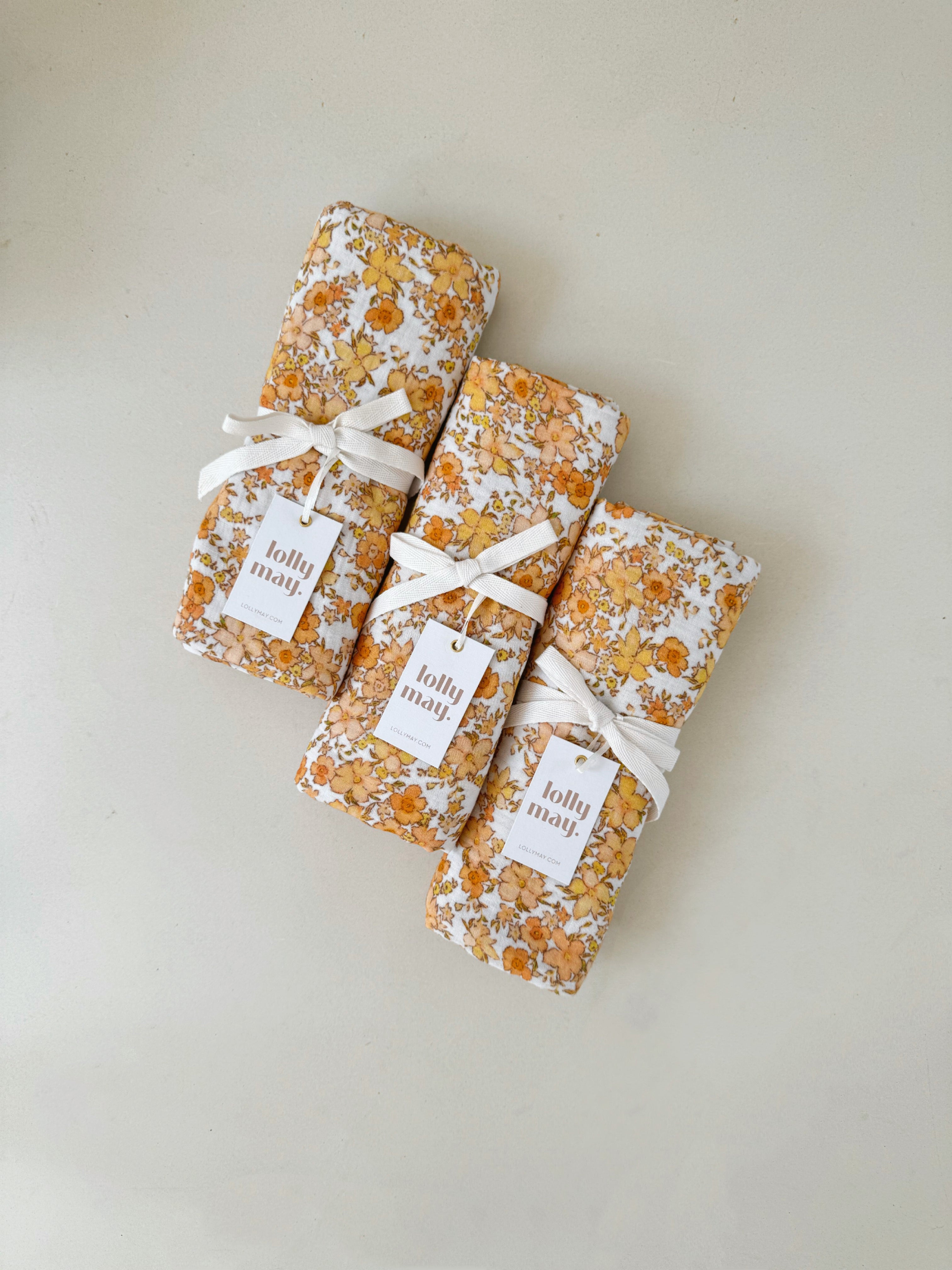 Apricot Floral Muslin Baby Blanket