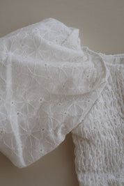 White Lace Puff Sleeve Crop