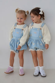 Denim Daisy Bubble Overalls