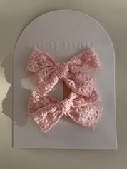 Pink Embroidered Lace Clip