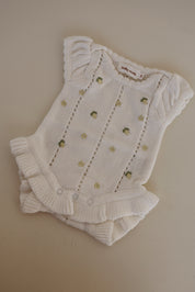 Knit Puff Romper Lemon