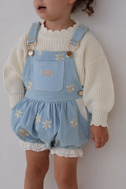 Denim Daisy Bubble Overalls