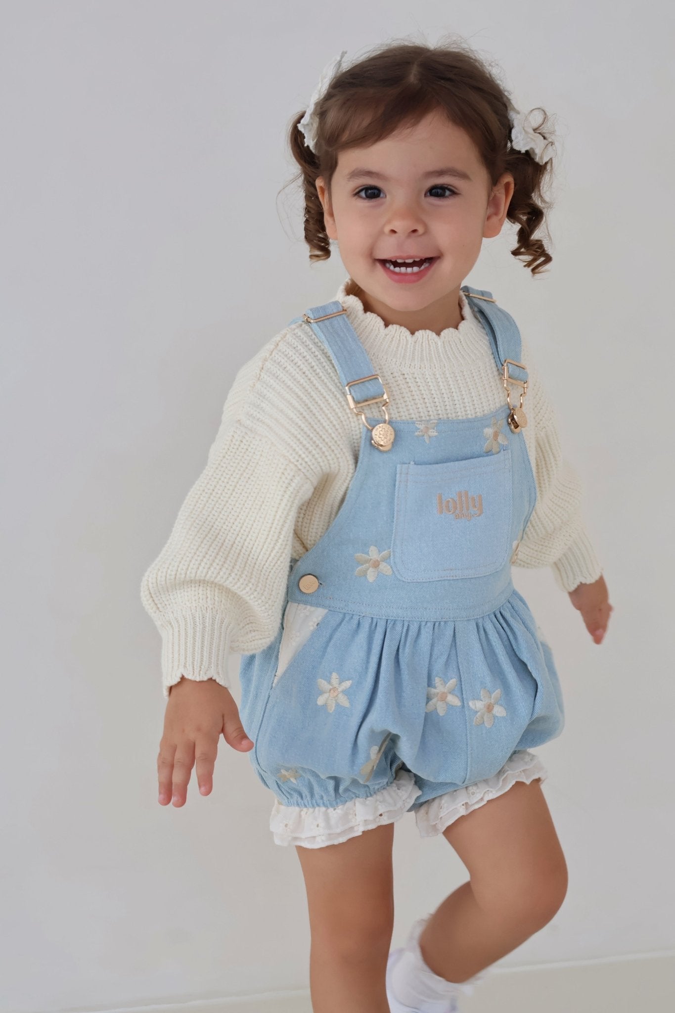 Denim Daisy Bubble Overalls