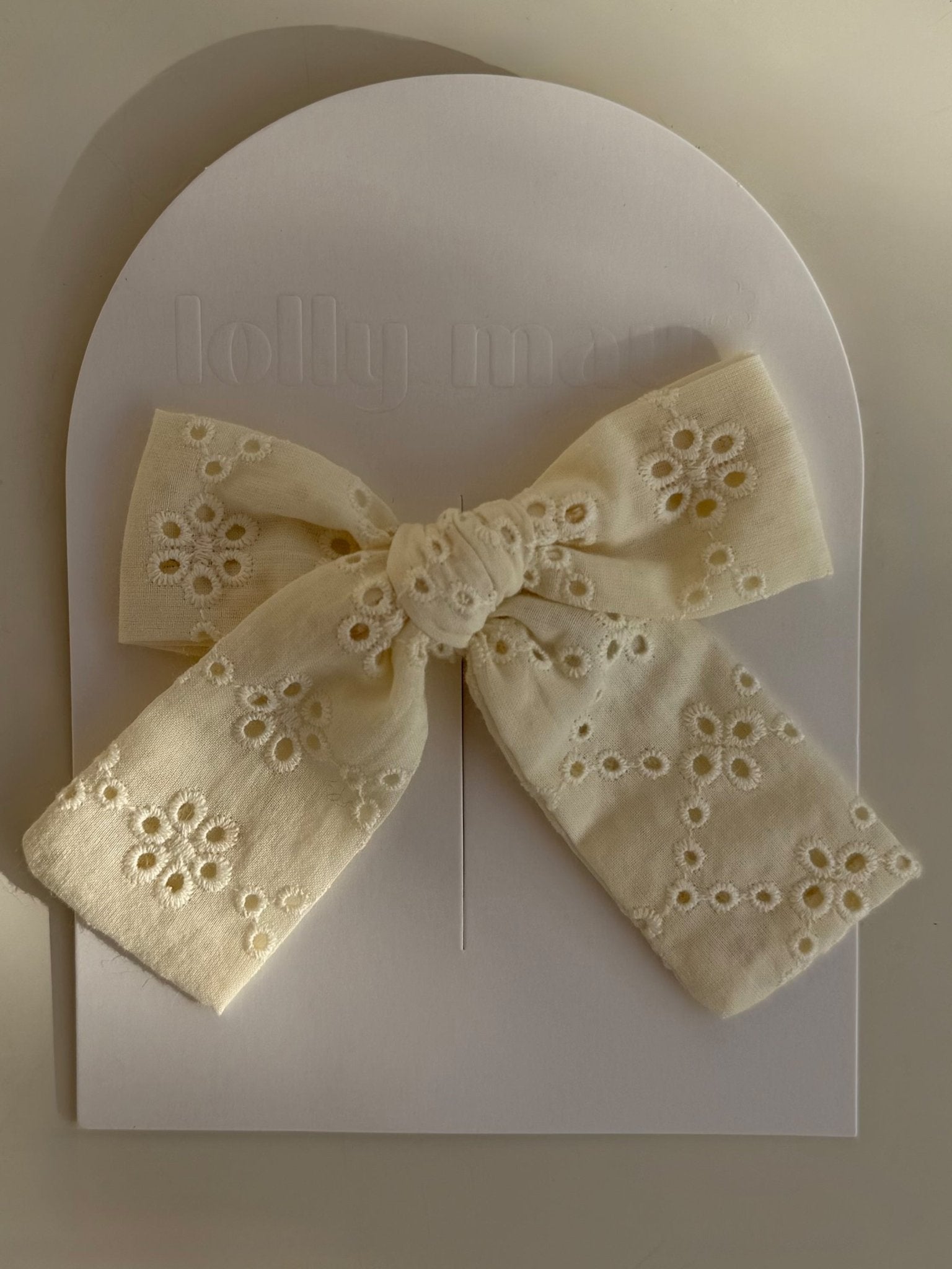 Long Tail Bow Clip Cream Lace