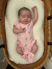 Knit Puff Romper Hydrangea