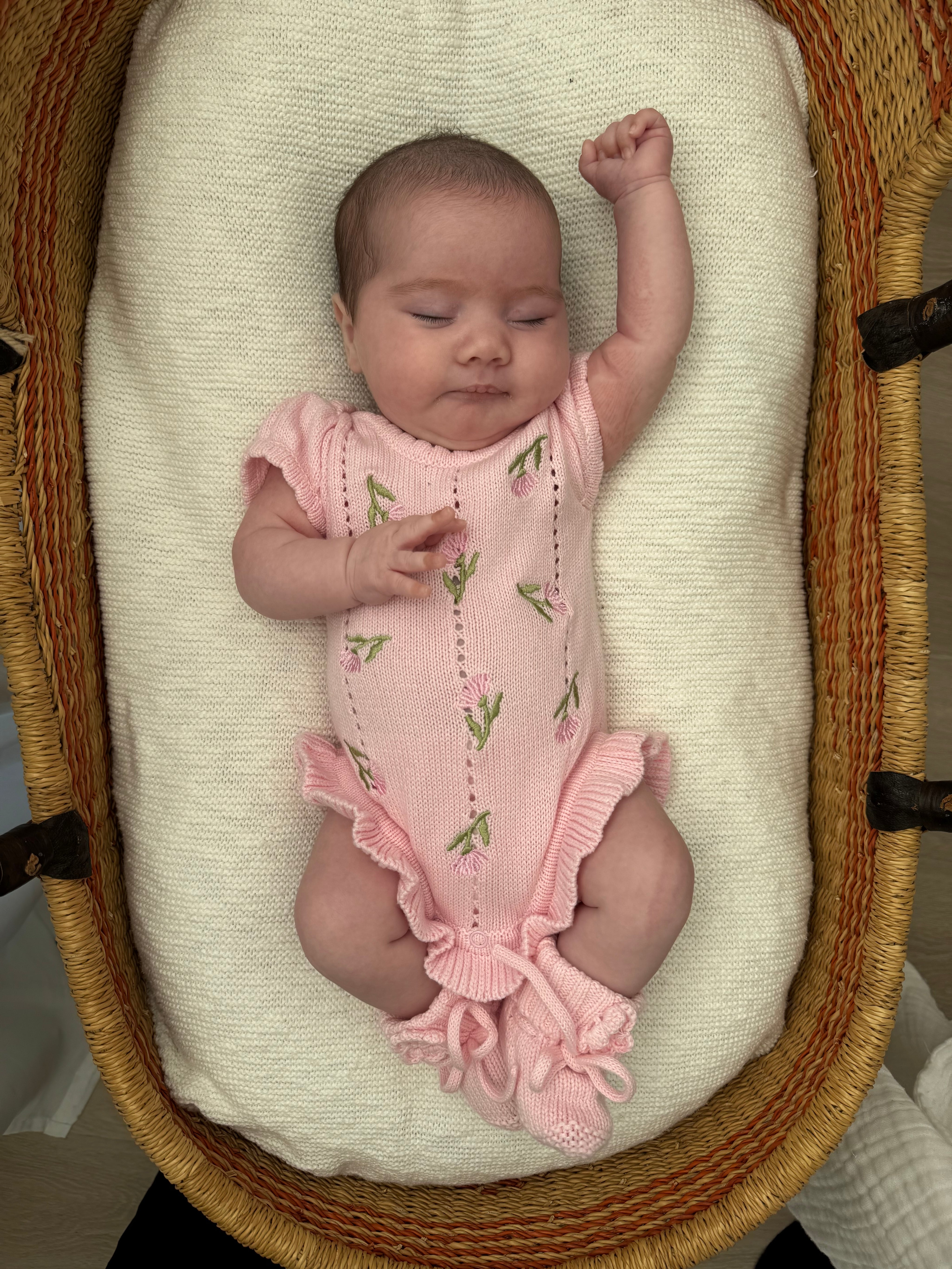 Knit Puff Romper Hydrangea