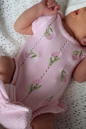 Knit Puff Romper Hydrangea