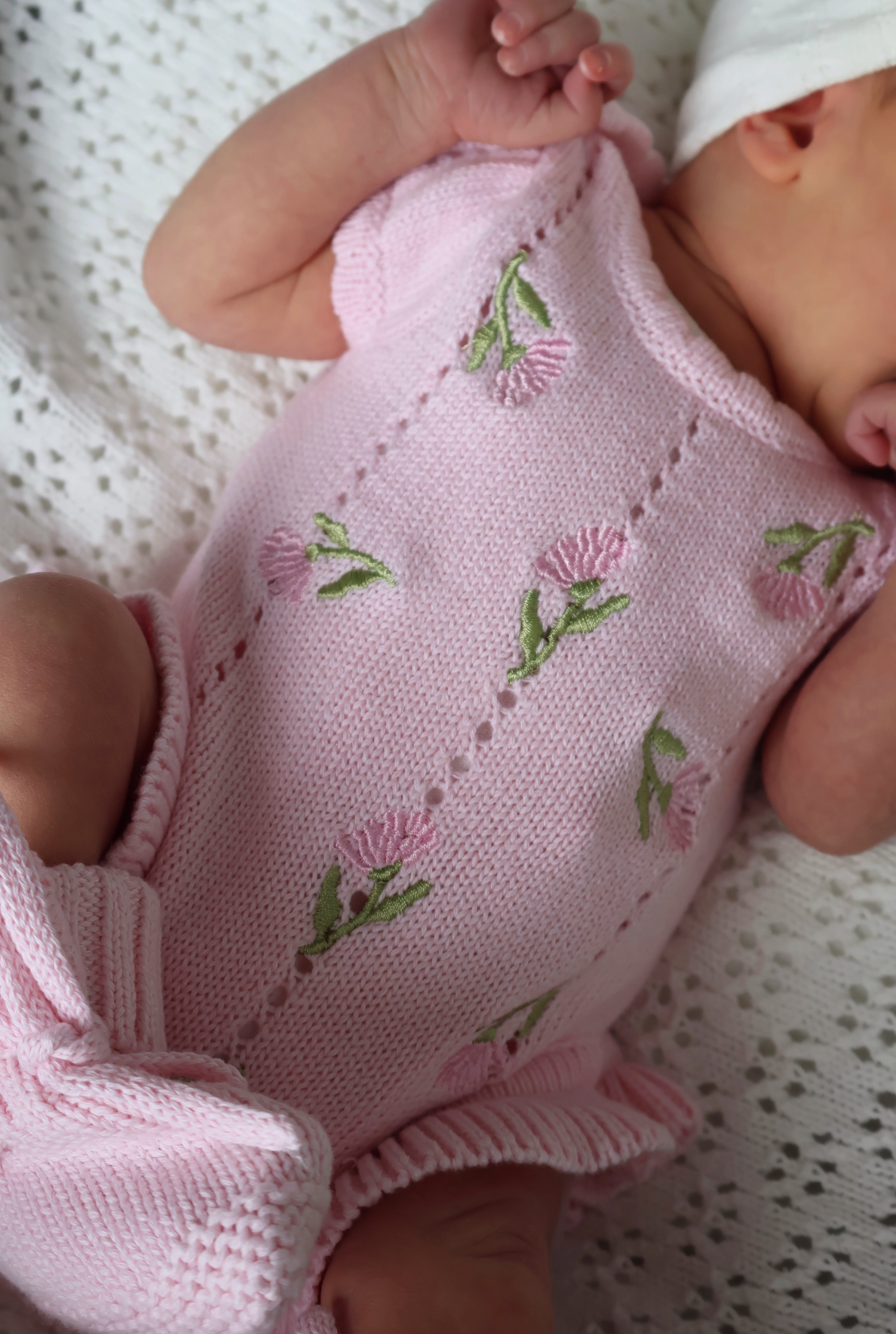 Knit Puff Romper Hydrangea