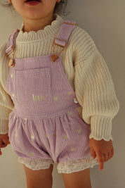 Lilac Love Letter Bubble Overalls