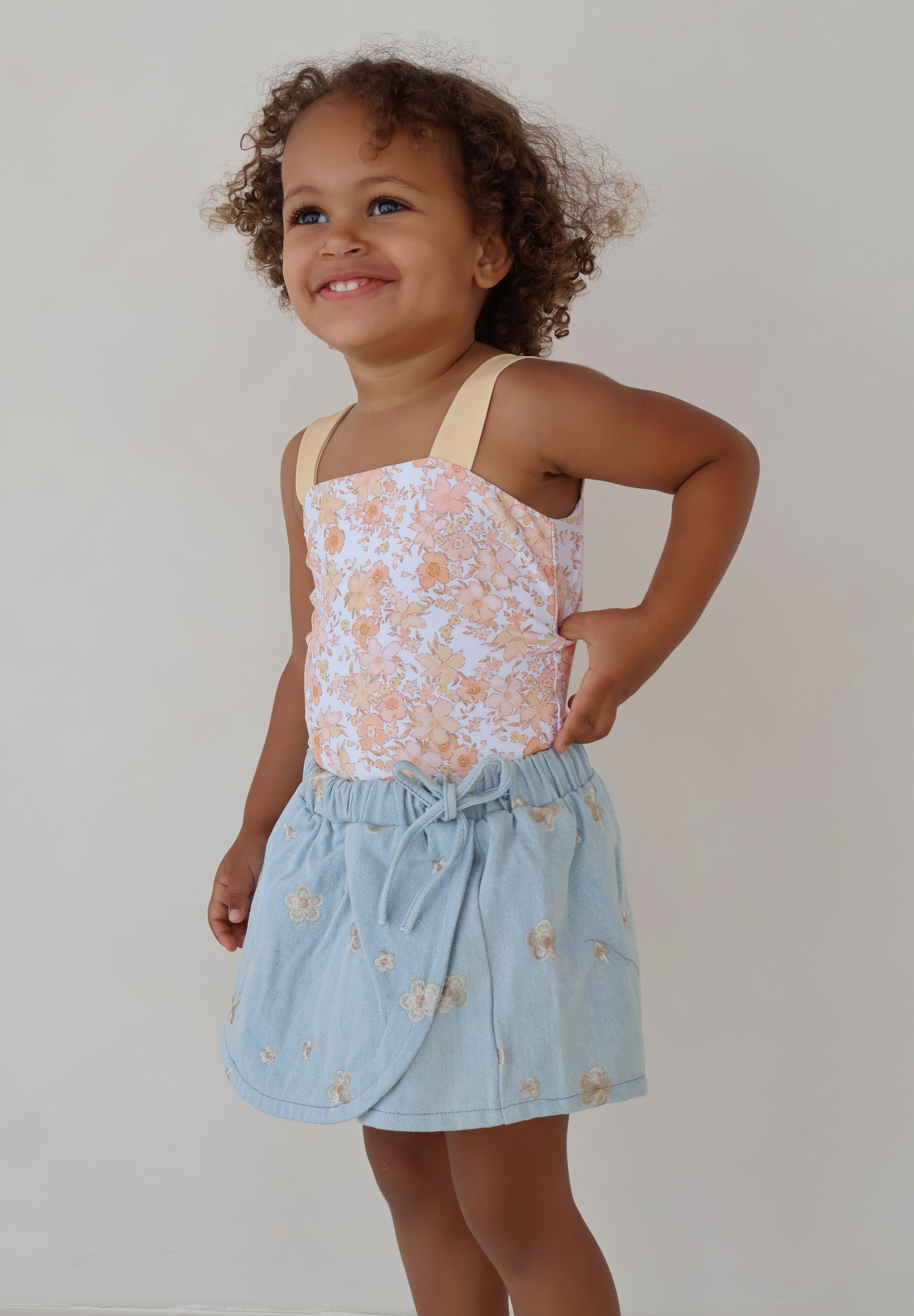 Denim Embroidered Skort