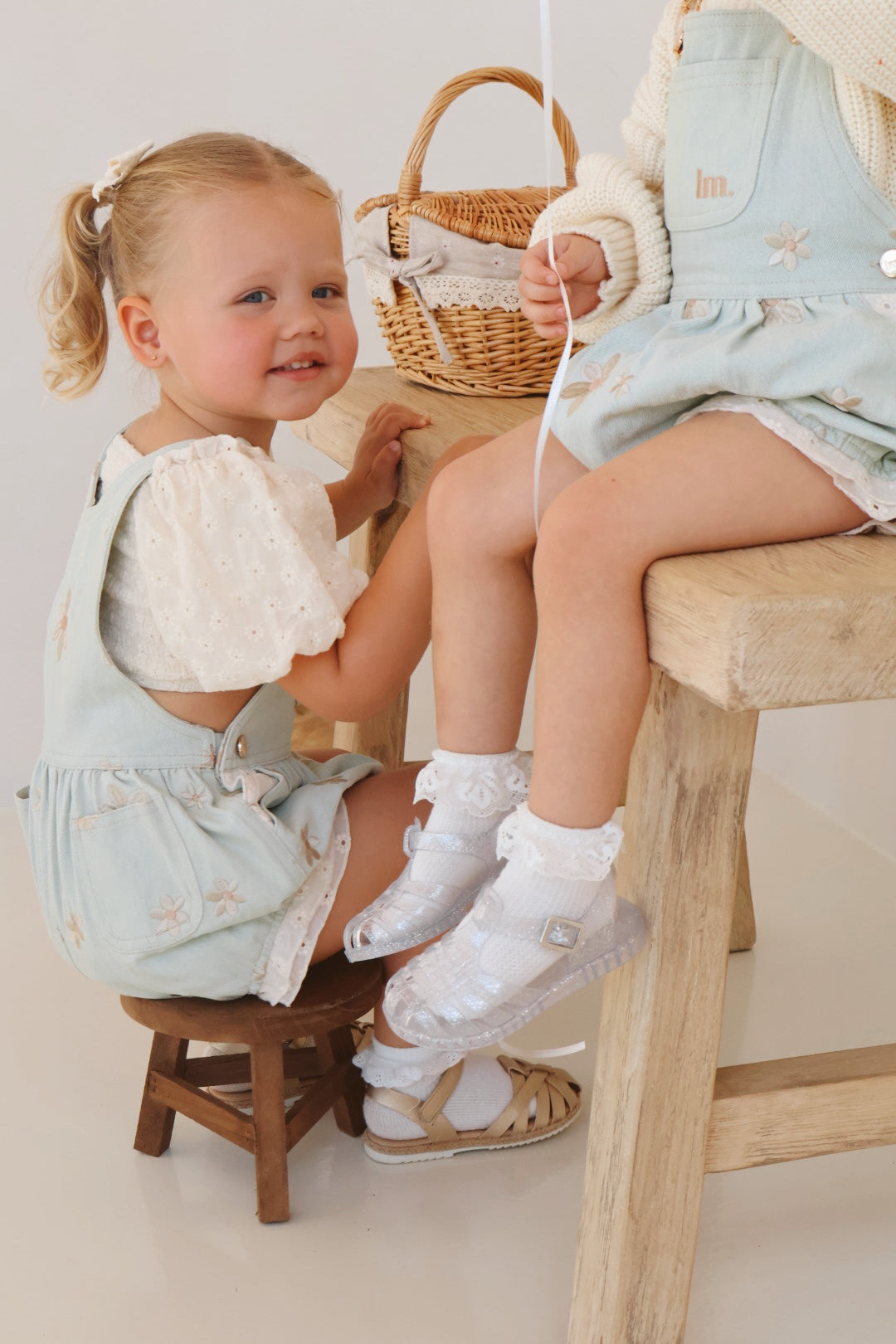 Denim Daisy Bubble Overalls