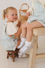 Denim Daisy Bubble Overalls