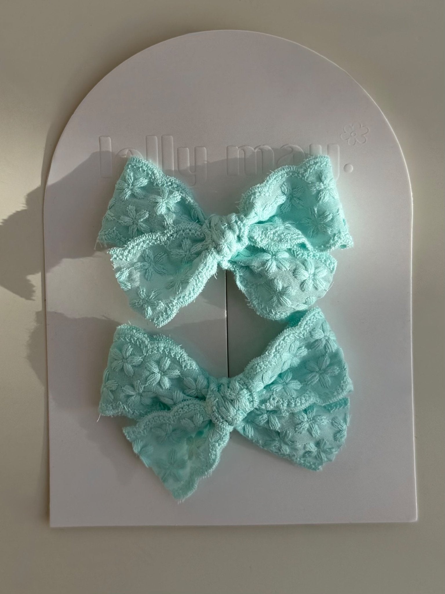 Aqua Embroidered Lace Clip