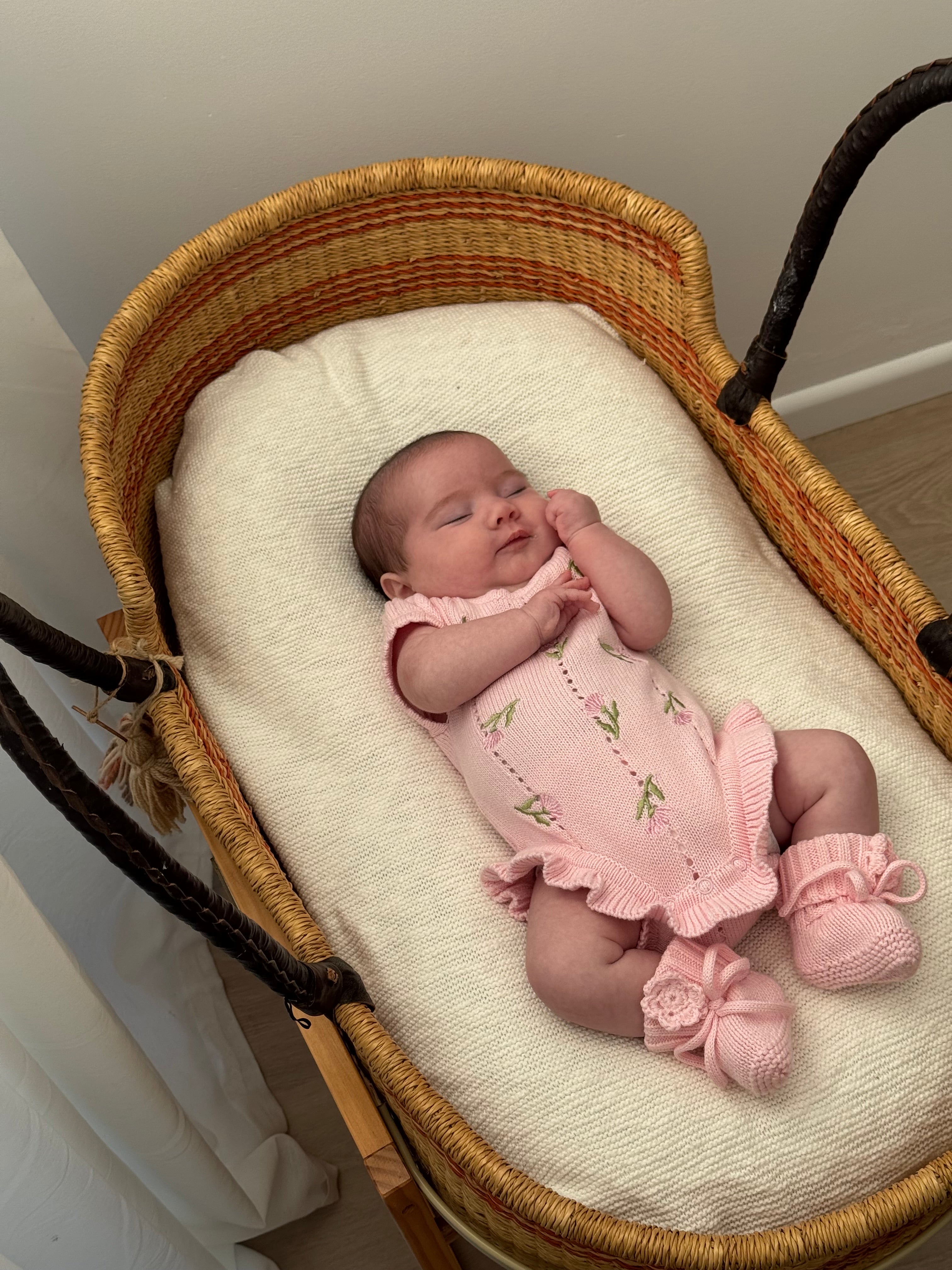 Knit Puff Romper Hydrangea