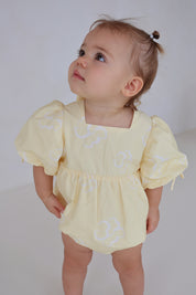 Lemon Hibiscus Puff Romper