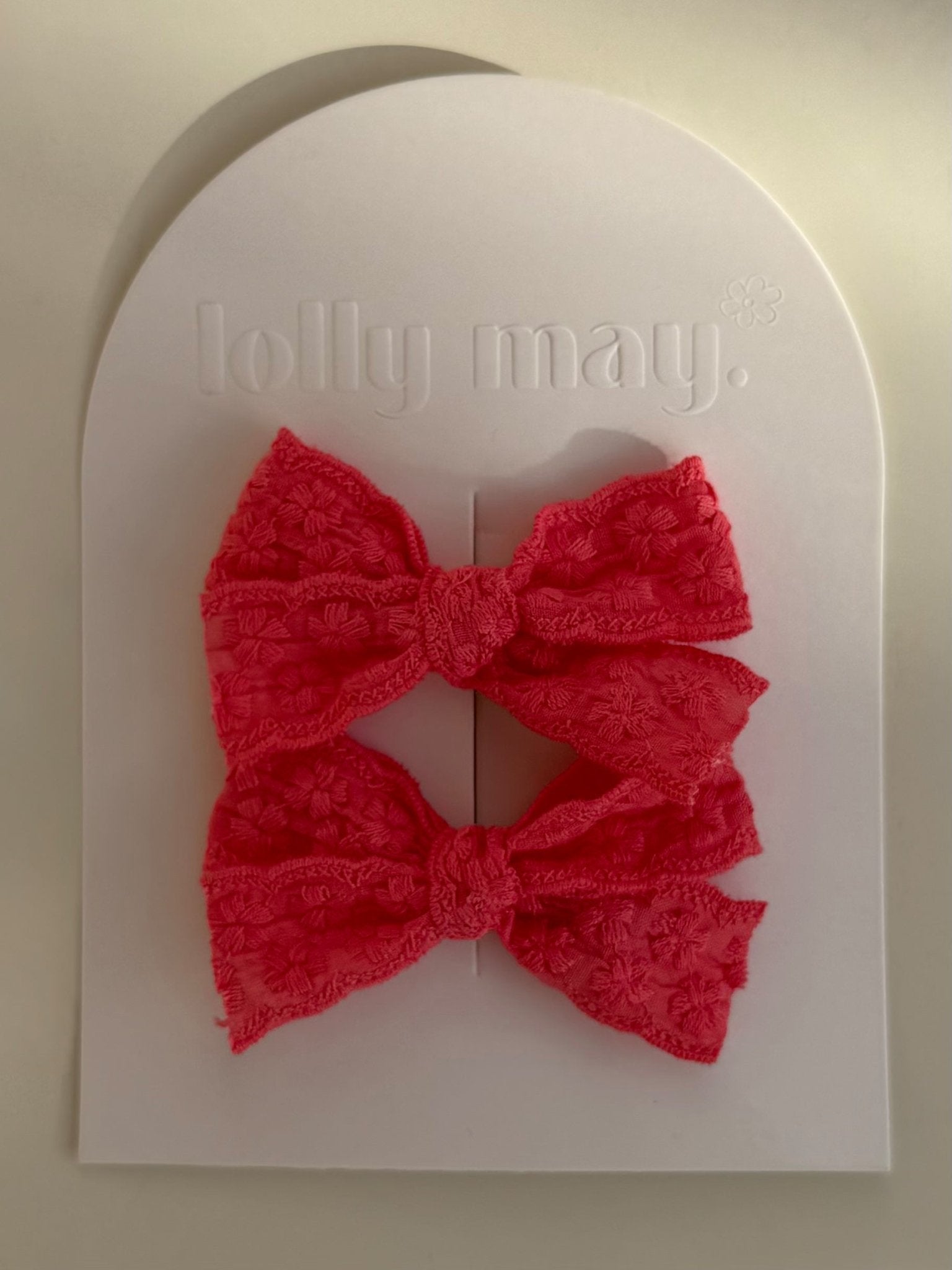 Raspeberry Embroidered Lace Clip