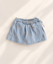 Denim Embroidered Skort