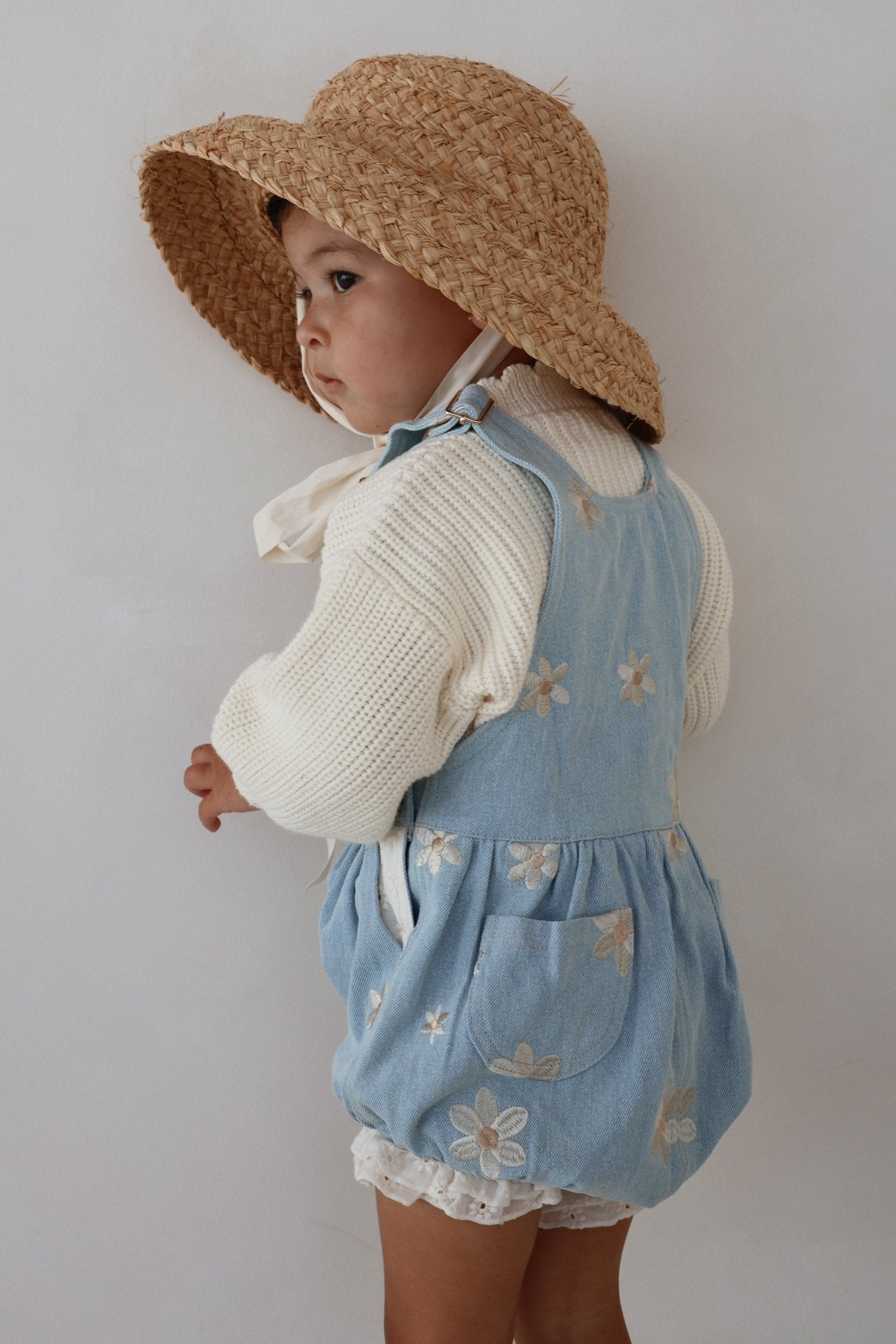 Denim Daisy Bubble Overalls