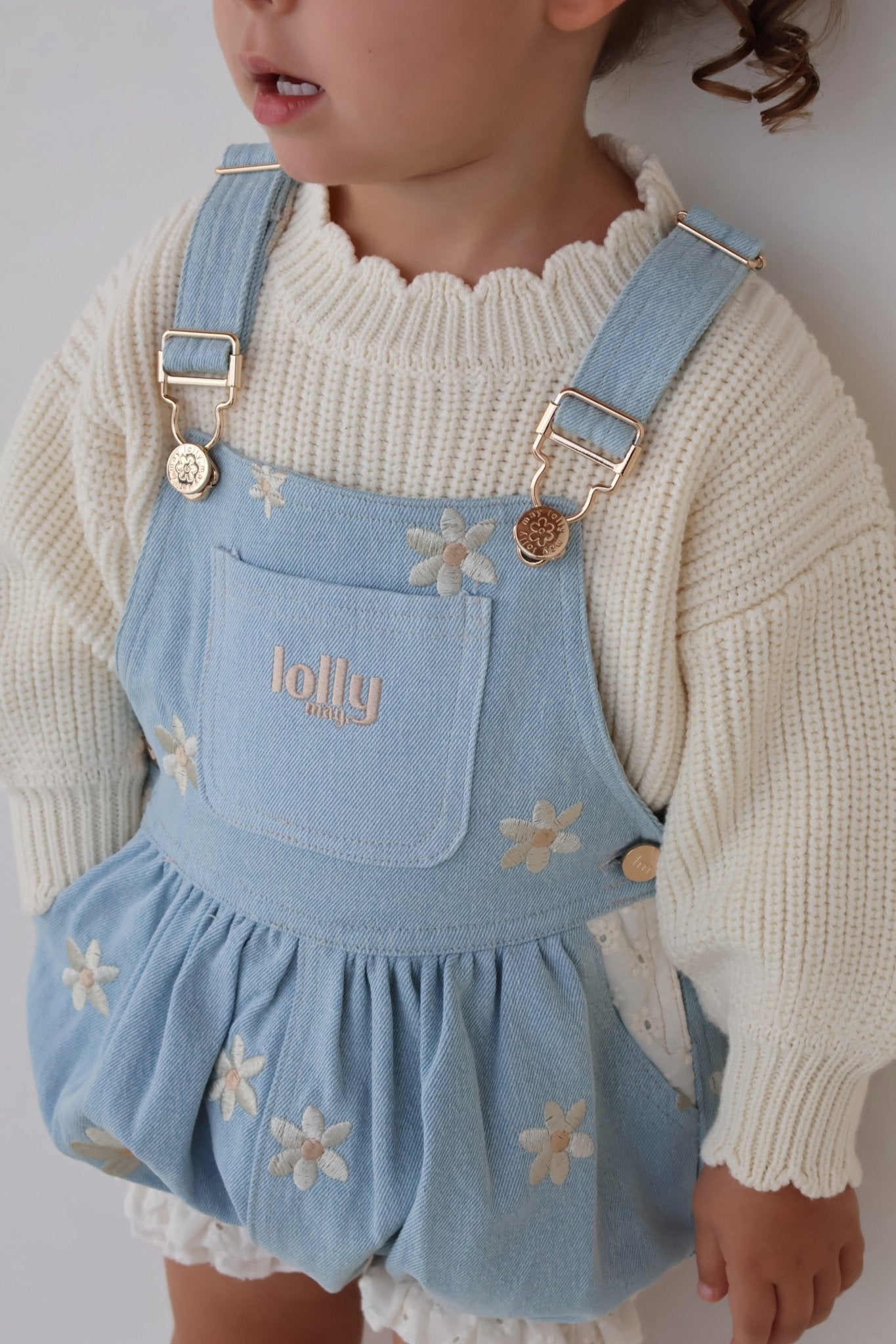 Denim Daisy Bubble Overalls