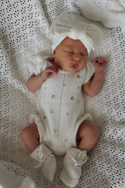 Knit Puff Romper Lemon