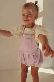 Lilac Love Letter Bubble Overalls