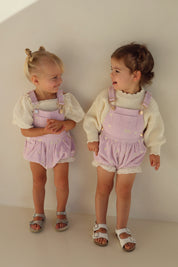 Lilac Love Letter Bubble Overalls