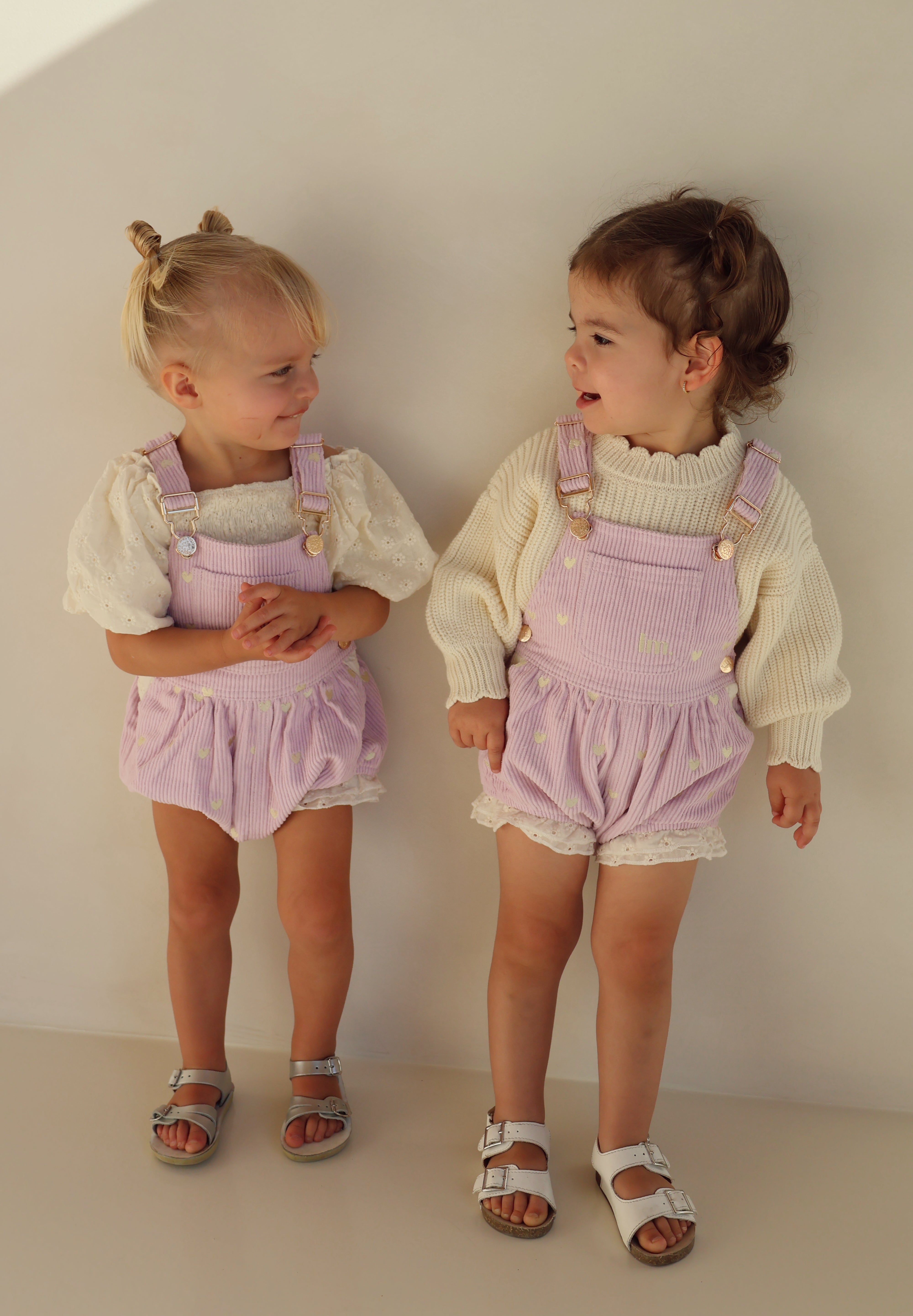 Lilac Love Letter Bubble Overalls