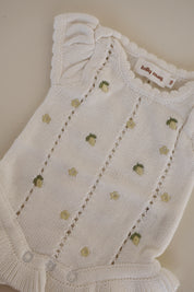 Knit Puff Romper Lemon