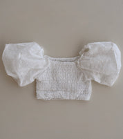 White Lace Puff Sleeve Crop