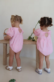 Blush Daisy Embroidered Puff Romper