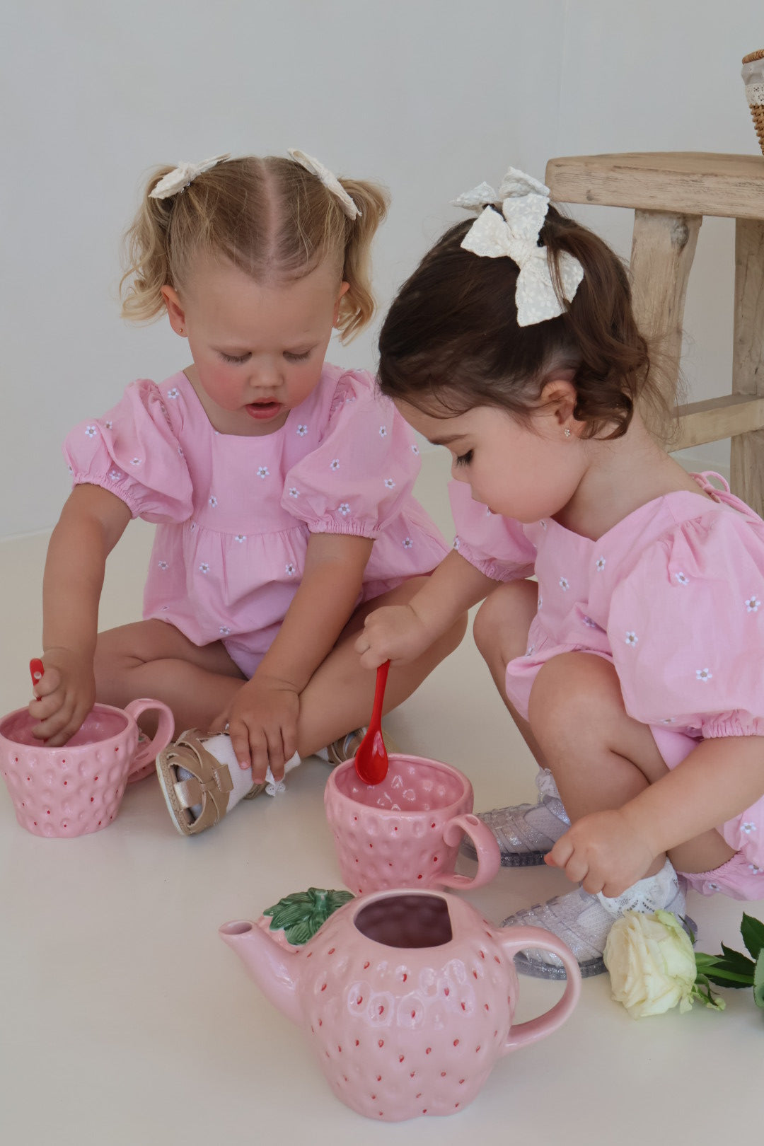 Blush Daisy Embroidered Puff Romper