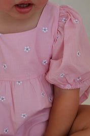 Blush Daisy Embroidered Puff Romper