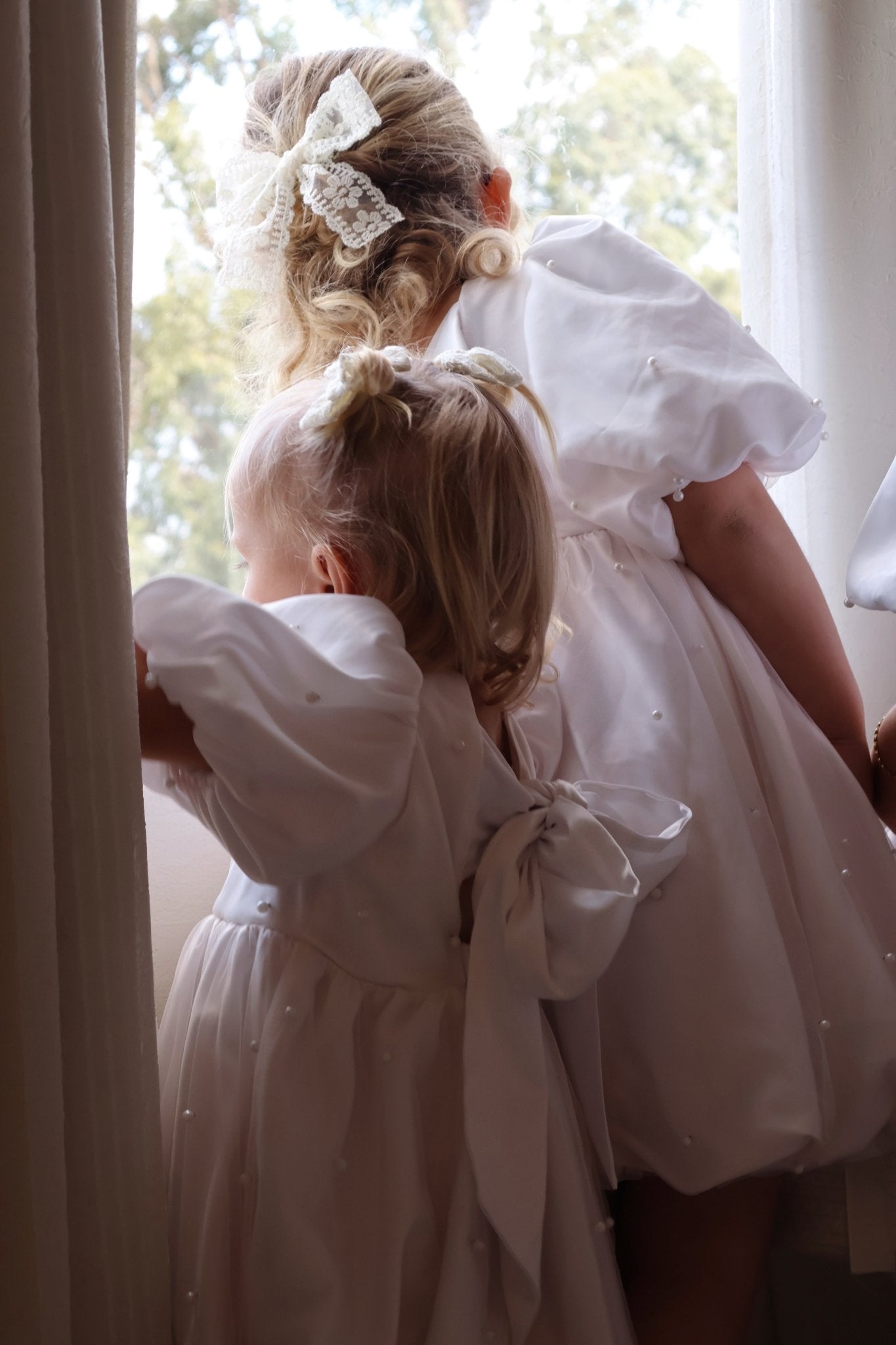 Pearl Puff Flower Girl Dress
