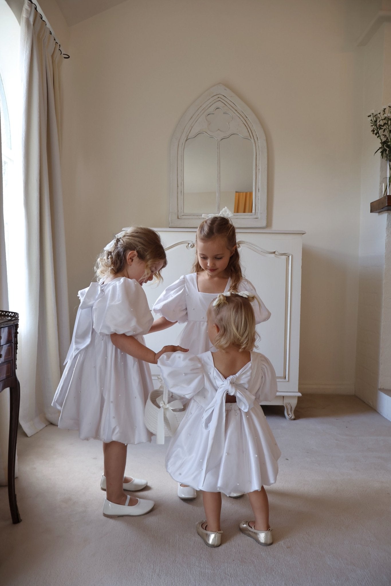 Pearl Puff Flower Girl Dress