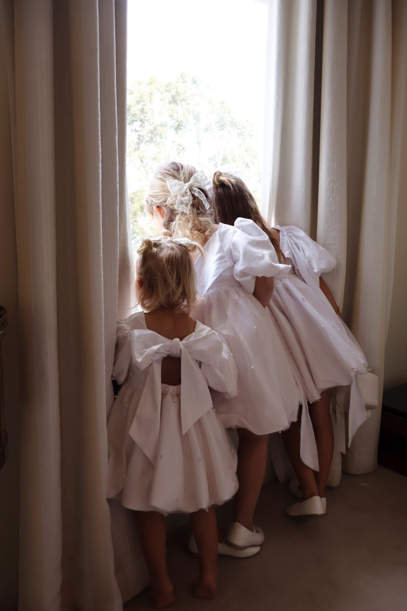 Pearl Puff Flower Girl Dress
