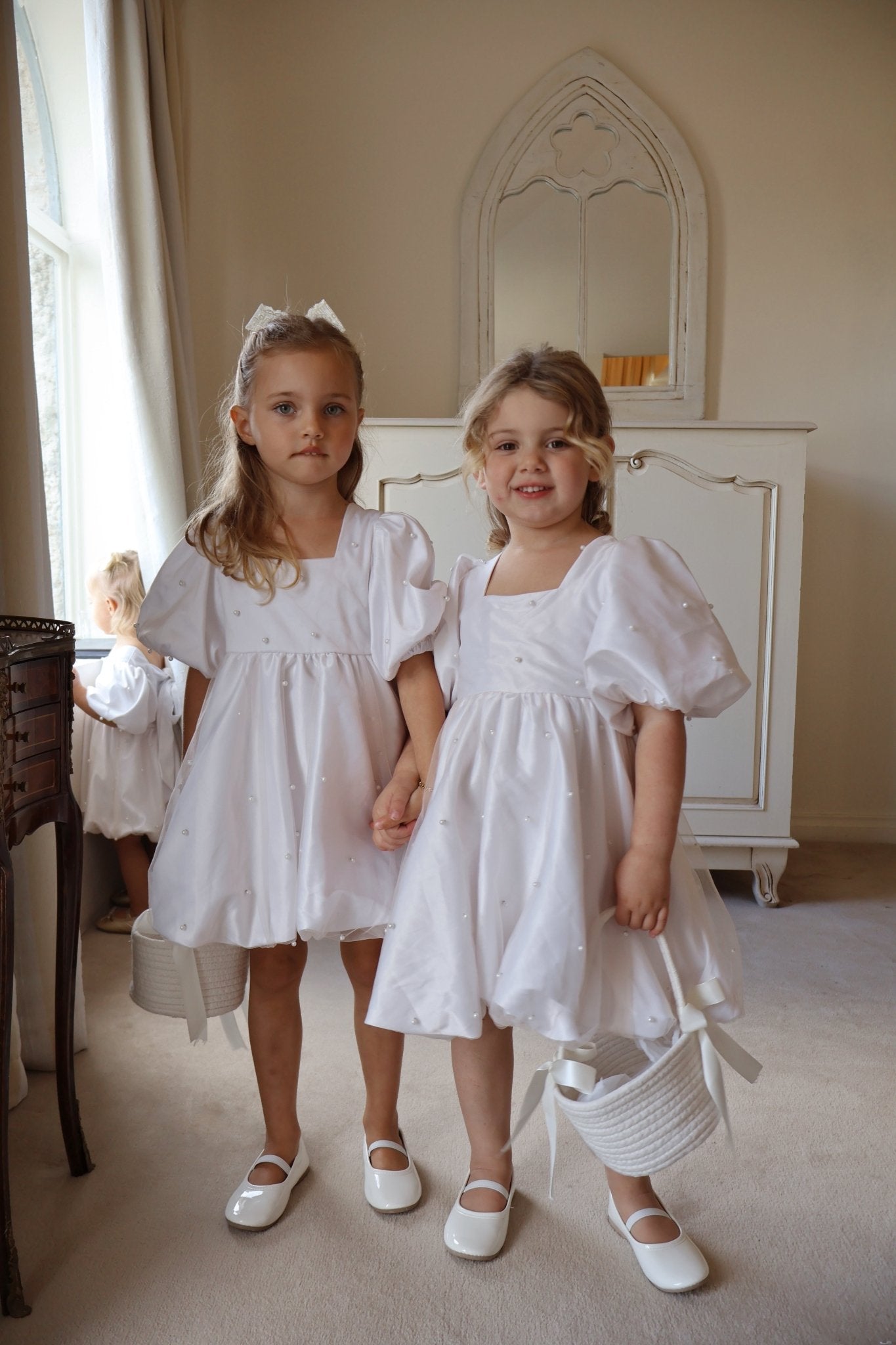Pearl Puff Flower Girl Dress