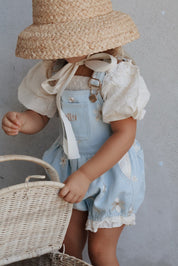Denim Daisy Bubble Overalls
