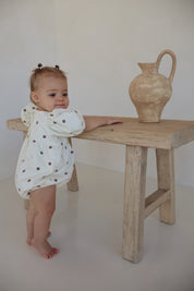 Custard Embroidered Romper