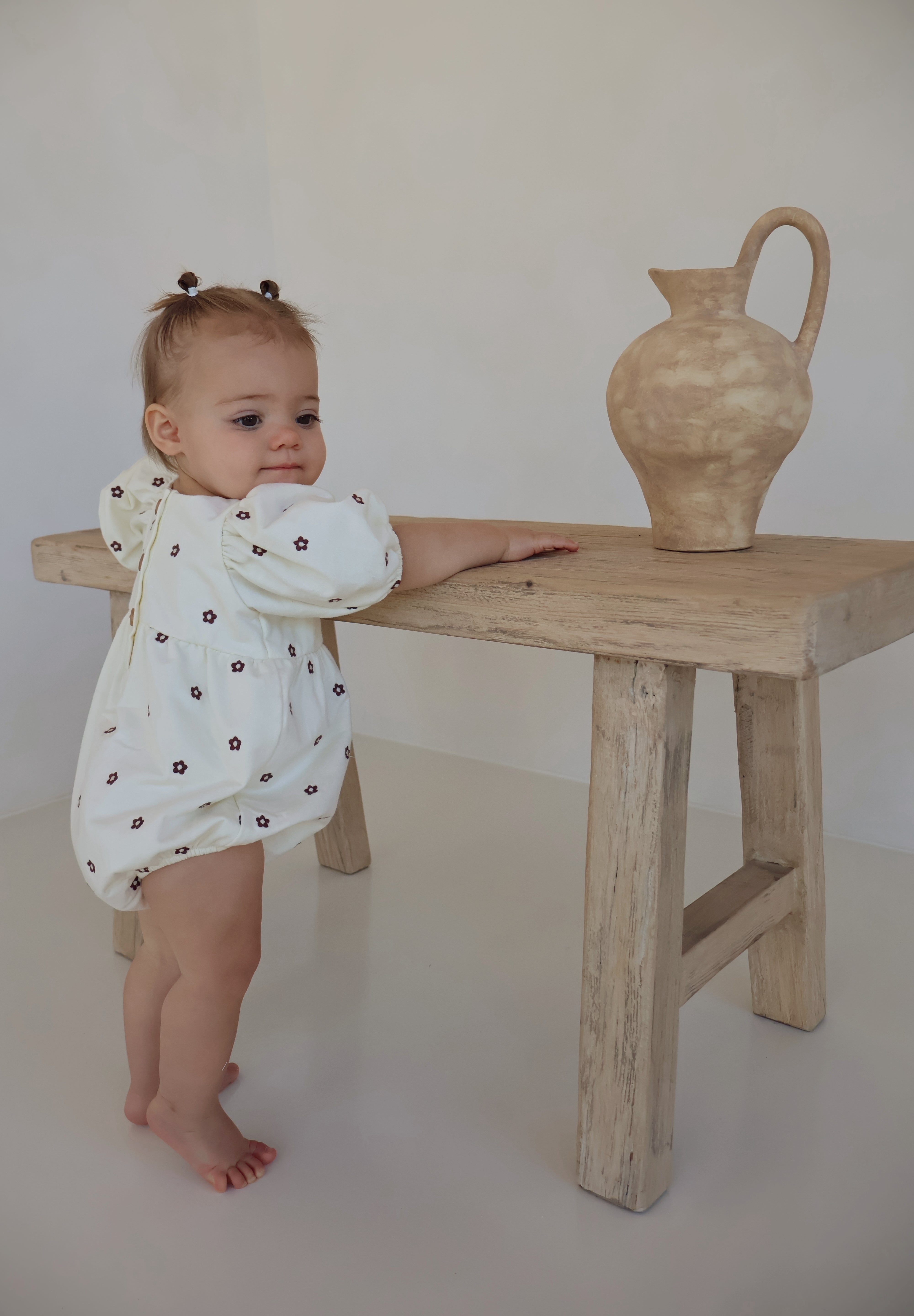 Custard Embroidered Romper