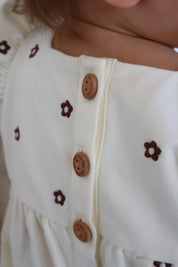 Custard Embroidered Romper
