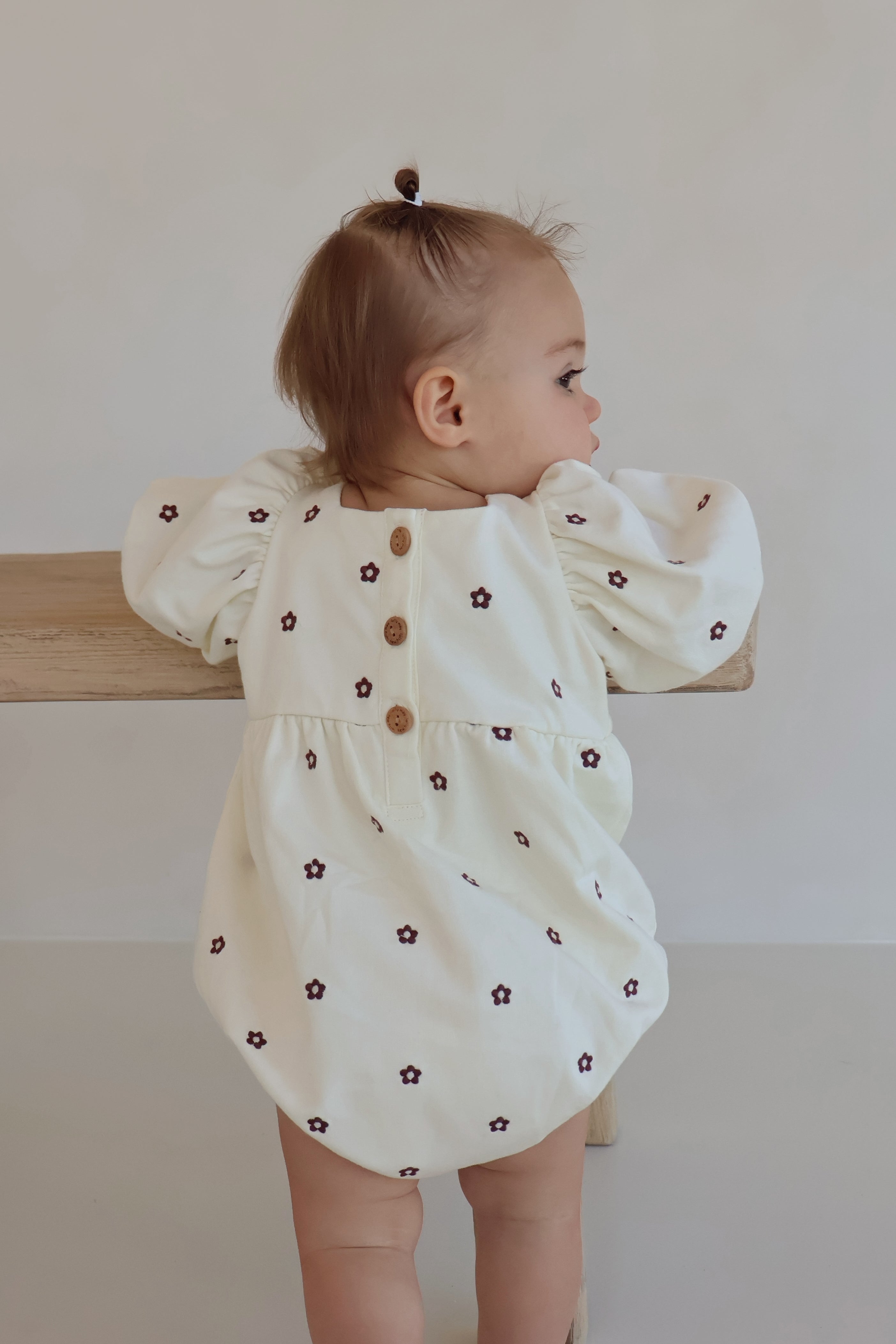 Custard Embroidered Romper